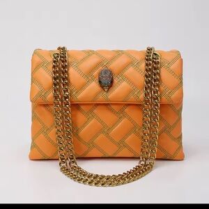 Orange Quilted Chain Shoulder Bag